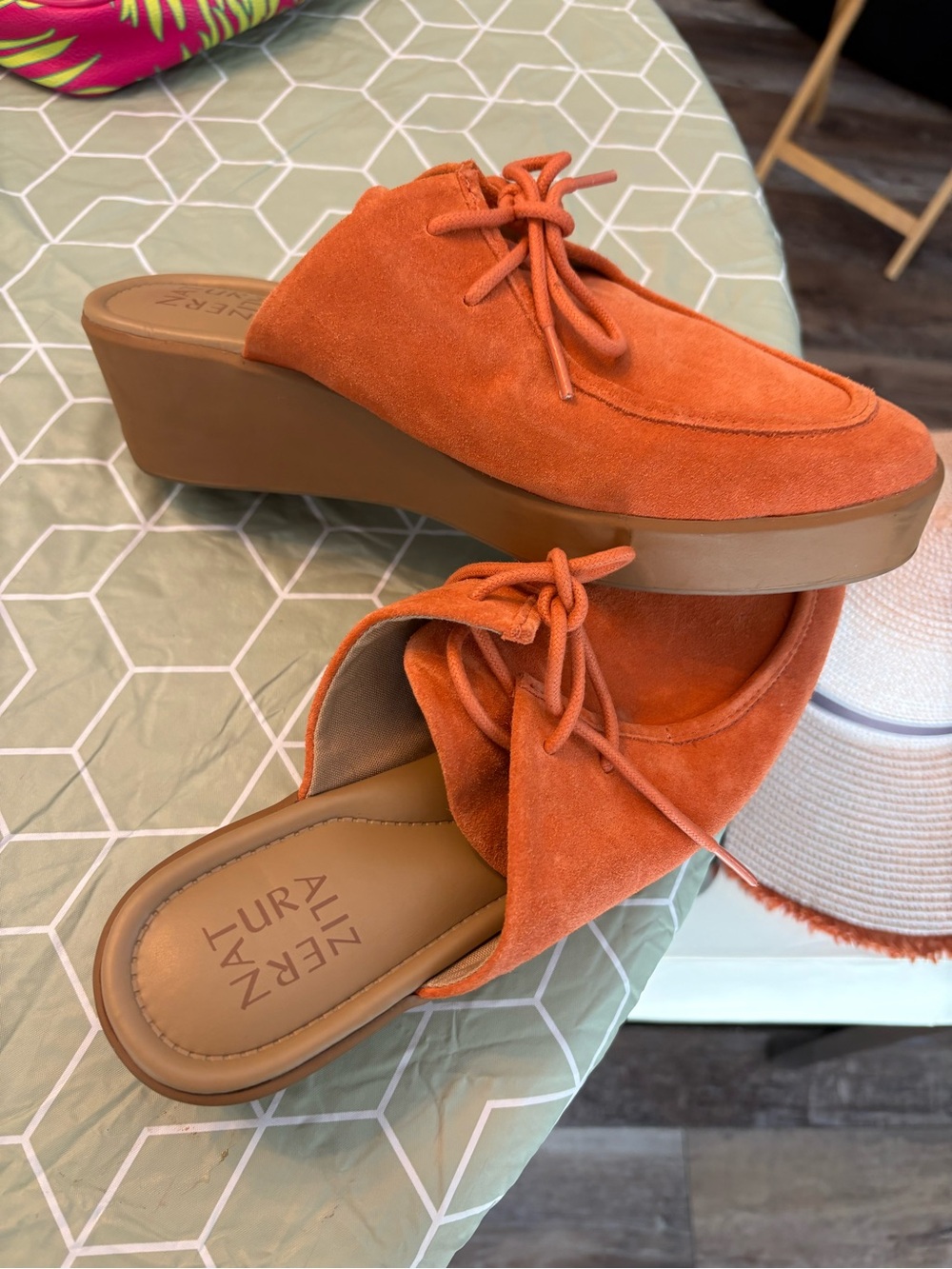 Naturalizer Orange Suede Platform Mule with Tie